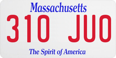 MA license plate 310JU0