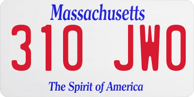 MA license plate 310JW0