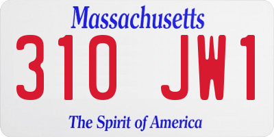 MA license plate 310JW1