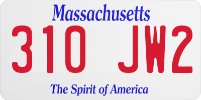 MA license plate 310JW2