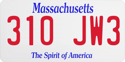 MA license plate 310JW3