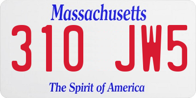 MA license plate 310JW5