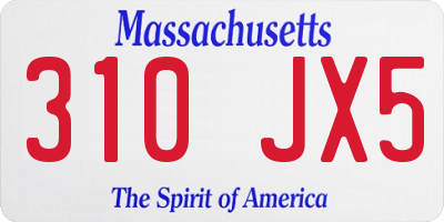 MA license plate 310JX5