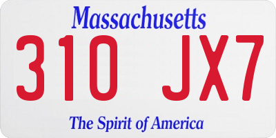 MA license plate 310JX7