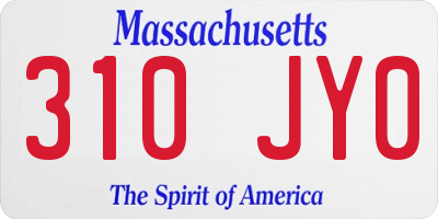 MA license plate 310JY0