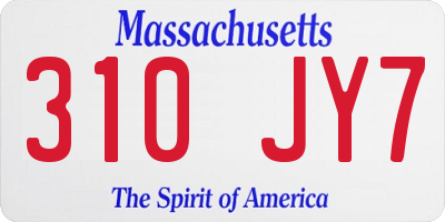 MA license plate 310JY7