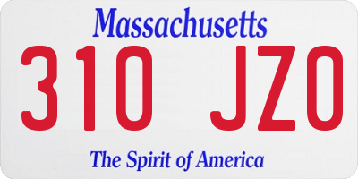 MA license plate 310JZ0