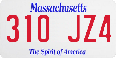 MA license plate 310JZ4