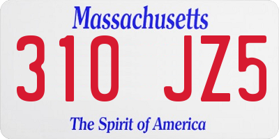 MA license plate 310JZ5