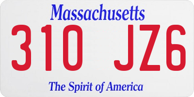 MA license plate 310JZ6
