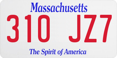 MA license plate 310JZ7