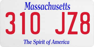 MA license plate 310JZ8