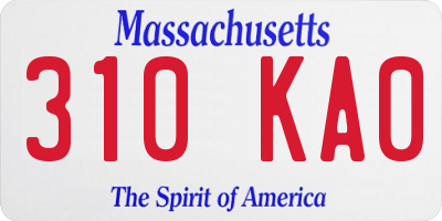 MA license plate 310KA0
