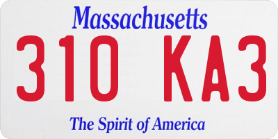 MA license plate 310KA3