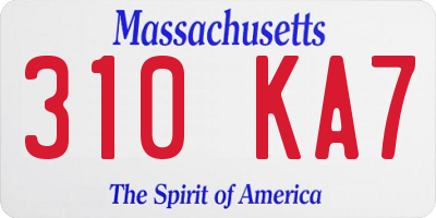 MA license plate 310KA7