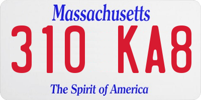MA license plate 310KA8