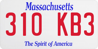 MA license plate 310KB3