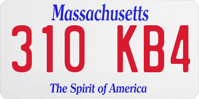MA license plate 310KB4