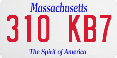 MA license plate 310KB7