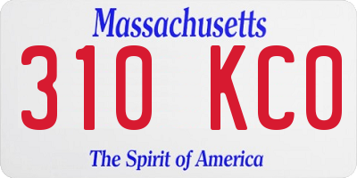MA license plate 310KC0
