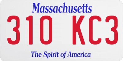 MA license plate 310KC3