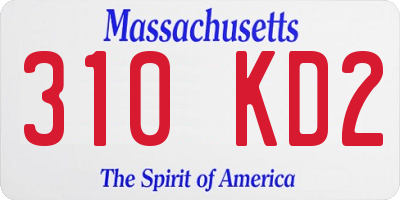 MA license plate 310KD2