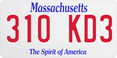 MA license plate 310KD3