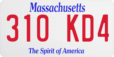 MA license plate 310KD4