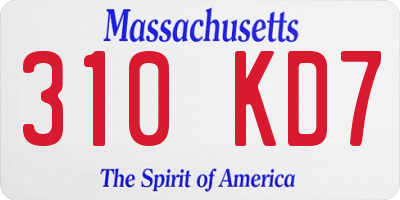 MA license plate 310KD7