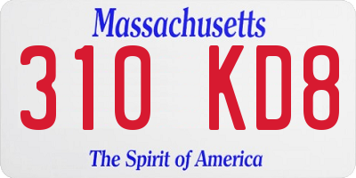 MA license plate 310KD8