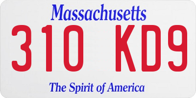 MA license plate 310KD9