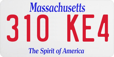 MA license plate 310KE4