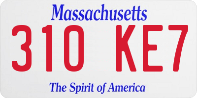 MA license plate 310KE7