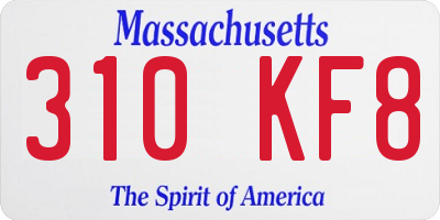 MA license plate 310KF8