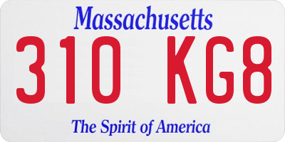MA license plate 310KG8