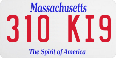 MA license plate 310KI9