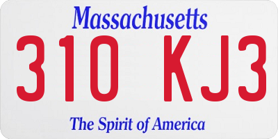 MA license plate 310KJ3