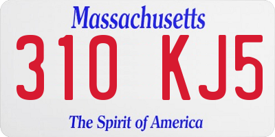 MA license plate 310KJ5