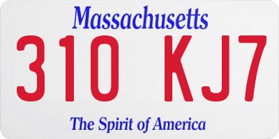 MA license plate 310KJ7