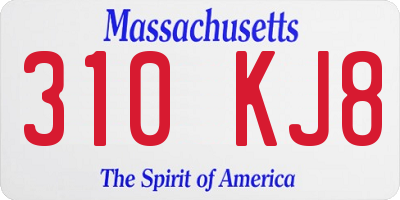 MA license plate 310KJ8