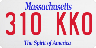 MA license plate 310KK0