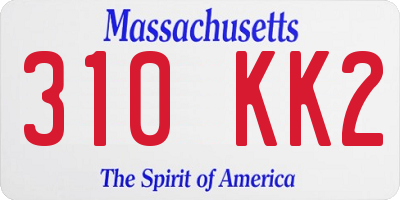 MA license plate 310KK2
