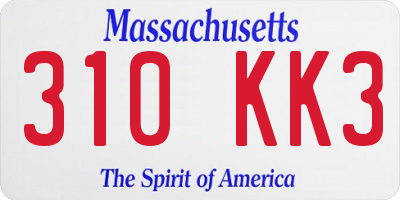 MA license plate 310KK3