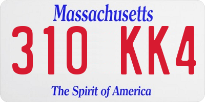 MA license plate 310KK4