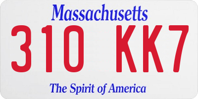 MA license plate 310KK7