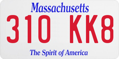 MA license plate 310KK8