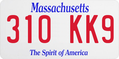 MA license plate 310KK9
