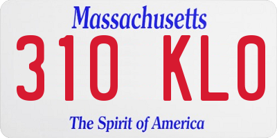 MA license plate 310KL0