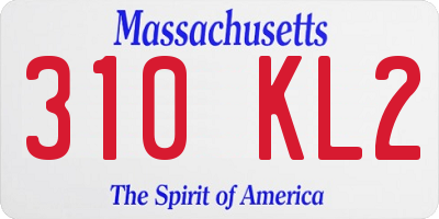 MA license plate 310KL2