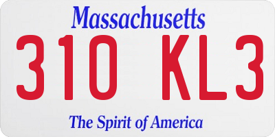 MA license plate 310KL3